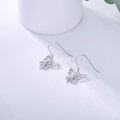 wholesale 925 Sterling Silver Butterfly Pink Ribbon Breast Cancer Awareness Drop Earrings-0-2