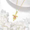 wholesale Gold 925 Sterling Silver Rose Flower Cross Pendant Necklace Jewelry for Women and Men-0-4
