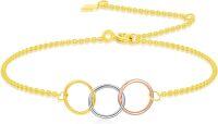 wholesale 14K Gold Tri-Color Circles Link Chain Bracelet - Infinite Love  for Her-3 Circle