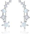 wholesale 925 Sterling Silver Opal & CZ Star Ear Climber Earrings for Women Girls -0-0
