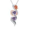 TOUPOP Sterling Silver June Birthstone Rose Flower Necklace For Sister-0-0