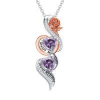 TOUPOP Sterling Silver June Birthstone Rose Flower Necklace For Sister-undefined