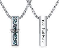 wholesale Sterling Silver Bar Urn Necklace for Ashes Dragonfly Butterfly Memorial Keepsake Jewelry-Dragonfly-Custom-Dragonfly