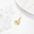 wholesale 14K Yellow Gold Heart with Baby Feet Pendant Necklace for New Moms and Expectant Mothers-0-2