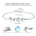 wholesale 925 Sterling Silver Green Enamel Leaves & Round Blue Stone Charm Bracelet for Women's Gifts-0-3