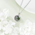 wholesale 925 Sterling Silver Green Moss Agate Crescent Moon Filigree Pendant Necklace for Women-0-4