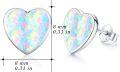 wholesale  14K Gold Plated 925 Sterling Silver Opal Heart Stud Earrings, Colorful Gemstone, 8mm, Gift for Women-0-5