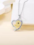wholesale TOUPOP You Are My Sunshine Necklace 925 Sterling Silver Sunflower Necklace For Women Heart Pendant Necklace With Zircon Anniversary Birthday Gifts For Wife Mother -0-1