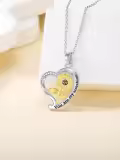 TOUPOP Sterling Silver Zircon Sunflower Heart Pendant Necklace For Women-0-1