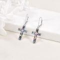 wholesale 925 Sterling Silver Mother Of Pearl Cross Leverback Earrings-0-1