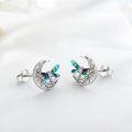 wholesale 925 Sterling Silver Celtic Moon Dragonfly Stud Earrings with Abalone Shell and Cubic Zirconia - Irish  for Women-0-1