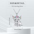 wholesale 925 Sterling Silver Multicolor Crystal Scottish Highland Cow Heart Necklace for Women Girls Gifts from Scotland-0-1