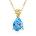 wholesale 14k Gold Teardrop Aquamarine Lab Diamond Pendant Necklace Wholesale With Heart Detail-0-0