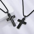 wholesale 925 Sterling Silver Black Enamel Leaf Design Cross Pendant Necklace for Men & Women-0-2