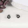 wholesale 925 Sterling Silver Round Black Enamel Eye Of Horus Stud Earrings-0-2