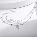 wholesale 925 Sterling Silver Faith Cross Double Layered Beaded Chain Bracelet - Christian Jewelry for Women-0-2