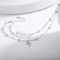 wholesale 925 Sterling Silver Faith Cross Double Layered Beaded Chain Bracelet Wholesale - Christian Jewelry for Women-0-2
