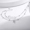 wholesale 925 Sterling Silver Faith Cross Pendant Beaded Double Layer Bracelet-0-2