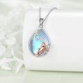 wholesale 925 Sterling Silver Teardrop Blue Moonstone Sloth Pendant Necklace-0-4