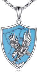 wholesale 925 Sterling Silver Turquoise Eagle Shield Pendant Necklace for Women and Men-0-0