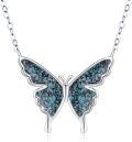 wholesale 925 Sterling Silver Turquoise Inlay Butterfly Pendant Necklace Minimalist Charm s for Her-0-0