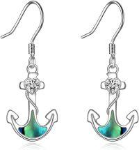 wholesale 925 Sterling Silver Anchor Heart Dangle Earrings Sea Life Gift for Her-Anchor Earrings
