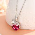 wholesale 925 Sterling Silver Cat Mom Baby Sleeping With Yellow Crystal Pendant Necklace-0-58
