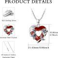 wholesale 925 Sterling Silver Red Garnet Heart Rose Skull Pendant Necklace-0-2