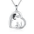 wholesale 925 Sterling Silver Cat Heart Pendant Necklace-0-0
