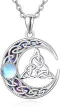 wholesale 925 Sterling Silver Moonstone Celtic Knot Heart Pendant Necklace – Eternal Love Symbol-0-0