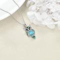 wholesale 925 Sterling Silver Turquoise and Green Enamel Owl Pendant Necklace for Women-0-3