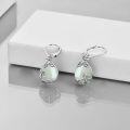 wholesale 925 Sterling Silver Light Green Quartz Filigree Teardrop Dangle Leverback Earrings-0-3