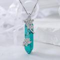 wholesale 925 Sterling Silver Turquoise Butterfly & Dragonfly Pendant Necklace for Women's Gifts-0-2