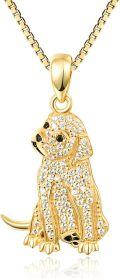 wholesale Gold 925 Sterling Silver CZ Labrador Retriever Puppy Charm Necklace for Pet Lovers-0-0