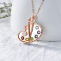 wholesale Rose Gold Palette Necklace with Paintbrushes and Crystals Graduation Jewelry for Women Class of 2023 Inspirational Gift-0-7