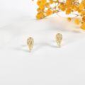 wholesale 14K Gold Angel Wings Studs with Cubic Zirconia and Heart Design Backing - Elegant  for Her (Pair)-0-1