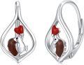 wholesale 925 Sterling Silver Heart-Shaped Bird Leverback Earrings-0-0