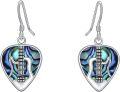 wholesale 925 Sterling Silver Abalone Shell Guitar Music Note Dangle Earrings for Women-0-0