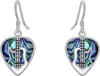 wholesale 925 Sterling Silver Abalone Shell Guitar Music Note Dangle Earrings for Women-guitar pick-1