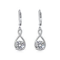 wholesale 925 Sterling Silver Birthstone Threader Earrings Infinity Long Chain Drop Pull Through 12 Stone Birthday Jewelry Gifts for Women-4-Apr-Zircon