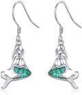 wholesale 925 Sterling Silver Turquoise Mermaid Dangle Drop Earrings 925 for Women Beach Jewelry-0-0