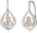 wholesale 925 Sterling Silver Heart-Shaped Triquetra Celtic Knot Drop Earrings with Rose Gold Accents - Hypoallergenic Leverbacks for Women and Girls-0-0