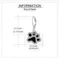 wholesale 925 Sterling Silver Black Enamel Dog Paw Print Leverback Drop Dangle Earrings for Women and Girls-0-3