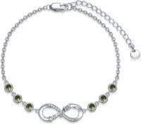 wholesale 925 Sterling Silver 12 Birthstones Infinity Daughter Link Bracelet Gift from Mom-August