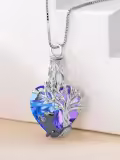 TOUPOP Sterling Silver Amethyst Heart Tree Of Life Cremation Urn Necklace-0-4