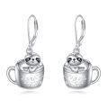 wholesale 925 Sterling Silver Platinum Plated Cute Sloth In Coffee Cup Drop Earrings-0-0