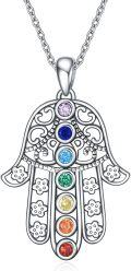 wholesale 925 Sterling Silver Evil Eye Hamsa Hand Pendant with 7 Chakra Stones - Christmas s for Women and Moms-0-0