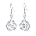 TOUPOP Sterling Silver Stone 16th Birthday Heart Dangle Earrings-0-0
