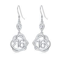TOUPOP Sterling Silver Stone 16th Birthday Heart Dangle Earrings-undefined