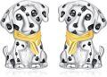 wholesale 925 Sterling Silver Dalmatian Dog Stud Earrings with Yellow Scarf for Women - Pet Lover Gift-0-0